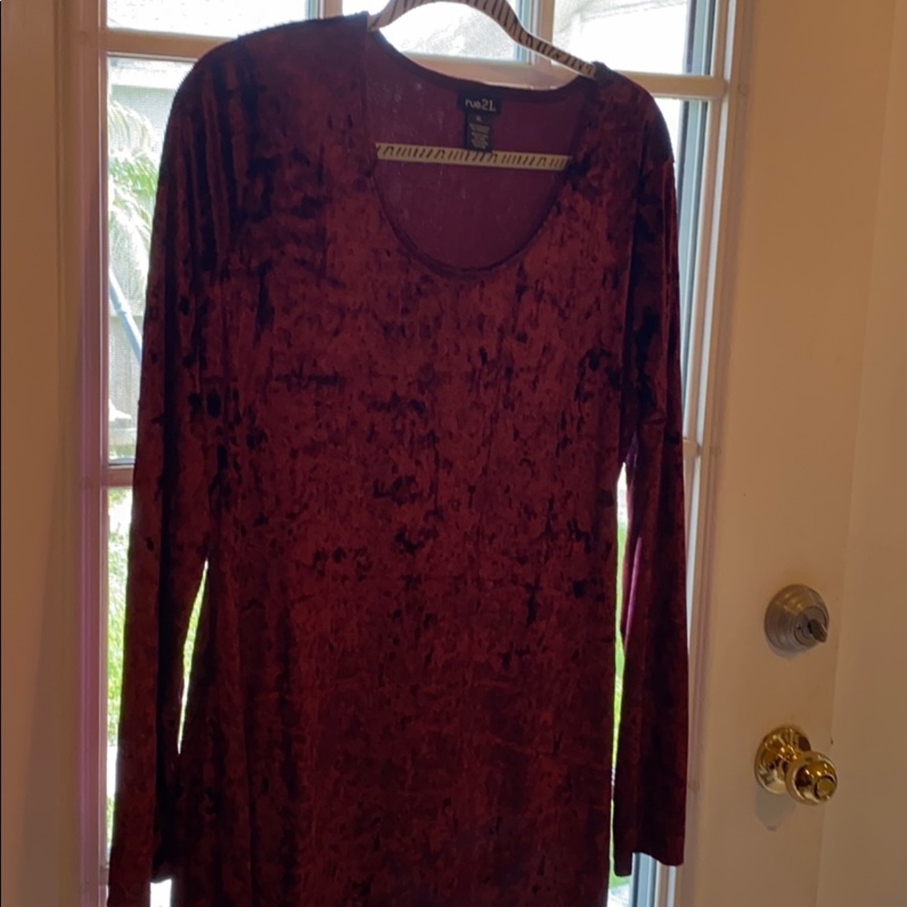 Maroon crushed velvet dress